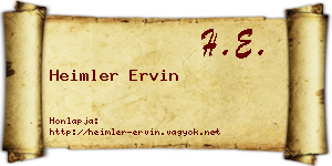 Heimler Ervin névjegykártya